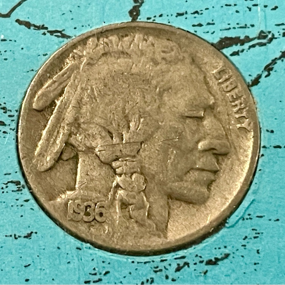 Vintage 1936 Buffalo Nickel Coin
